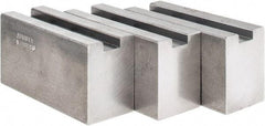 Abbott Workholding Products - 1.5mm x 60° Serrated Attachment, Square Soft Lathe Chuck Jaw - 3 Jaws, Steel, 63/64" Btw Mount Hole Ctrs, 4" Long x 1-1/2" Wide x 2" High, 0.5512" Groove, 0.4724" & 12mm Fastener - Eagle Tool & Supply