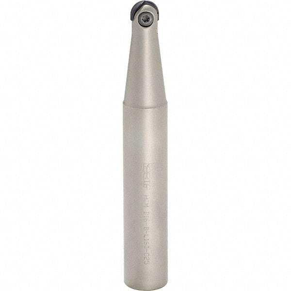 Iscar - 3/8" Cut Diam, 1/2" Shank Diam, 6" OAL, Indexable Ball Nose End Mill - 2" Head Length, Straight Shank, HCM D.38 Toolholder, HBR-QF, HCR Insert - Eagle Tool & Supply