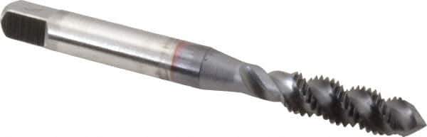 OSG - 3/8-16 UNC 3 Flute 2B Bottoming Spiral Flute Tap - High Speed Steel, TiCN Finish, 2-15/16" OAL, Right Hand Flute, Right Hand Thread, H5, Series 107 - Exact Industrial Supply
