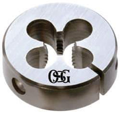 OSG - #2-56 UNC Thread, 5/8" Outside Diam High Speed Steel Round Die - 1/4" Thick, Right Hand Thread, NonAdjustable - Exact Industrial Supply