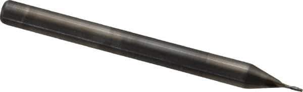 Niagara Cutter - 0.02", 0.06" LOC, 1/8" Shank Diam, 1-1/2" OAL, 2 Flute, Solid Carbide Square End Mill - Single End, Uncoated, Spiral Flute, 30° Helix, Centercutting, Right Hand Cut, Right Hand Flute, Series ME230 - Eagle Tool & Supply