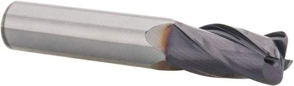 Niagara Cutter - 1/2", 4 Flute, Single End, Solid Carbide, 0.09" Corner Radius End Mill - 3" OAL, 30° Helix, Right Hand Flute, 1" LOC, Right Hand Cut - Eagle Tool & Supply