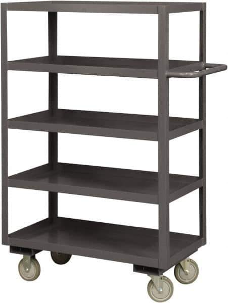 Durham - 1,200 Lb Capacity, 18" Wide x 36" Long x 55-5/8" High Service Cart - 5 Shelf, Steel, 2 Rigid/2 Swivel Casters - Eagle Tool & Supply