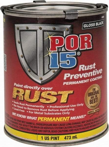 POR-15 - 1 Pint, Black, Rust Preventative Paint - Comes in Can - Eagle Tool & Supply