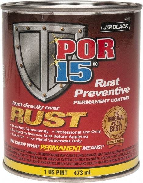 POR-15 - 1 Pint, Semi Gloss Black, Rust Preventative Paint - Comes in Can - Eagle Tool & Supply