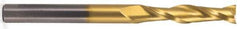 Atrax - 1", 2-1/4" LOC, 1" Shank Diam, 5" OAL, 2 Flute, Solid Carbide Square End Mill - Single End, TiN Finish, Spiral Flute, 30° Helix, Centercutting, Right Hand Cut - Eagle Tool & Supply
