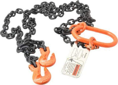Pewag - 5' Long, 3,600 Lb Basket Capacity, 3,600 Lb Vertical Capacity, Alloy Steel Web Sling - DOG Chain Sling, 7/32" Diam Chain, Silver (Color), with Grab Hook & Master Link - Eagle Tool & Supply