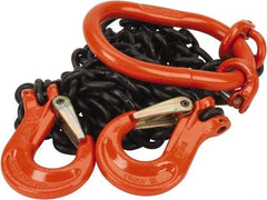 Pewag - 5' Long, 3,600 Lb Basket Capacity, 3,600 Lb Vertical Capacity, Alloy Steel Web Sling - DOS Chain Sling, 7/32" Diam Chain, Silver (Color), with 2 Sling Hooks & Master Link - Eagle Tool & Supply