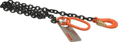 Pewag - 5' Long, 2,100 Lb Basket Capacity, 2,100 Lb Vertical Capacity, Alloy Steel Web Sling - SOS Chain Sling, 7/32" Diam Chain, Silver (Color), with Sling Hook & Master Link - Eagle Tool & Supply