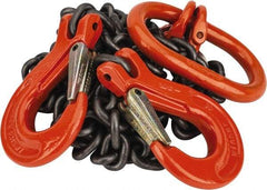 Pewag - 5' Long, 6,100 Lb Basket Capacity, 6,100 Lb Vertical Capacity, Alloy Steel Web Sling - DOS Chain Sling, 9/32" Diam Chain, Silver (Color), with 2 Sling Hooks & Master Link - Eagle Tool & Supply