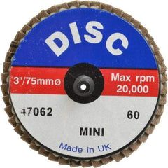 Garryson - 60 Grit, 3" Disc Diam, Type 27 Zirconia Alumina Flap Disc - 20,000 Max RPM, Nylon Backing, Quick Change Type R Attaching System, Coated - Eagle Tool & Supply