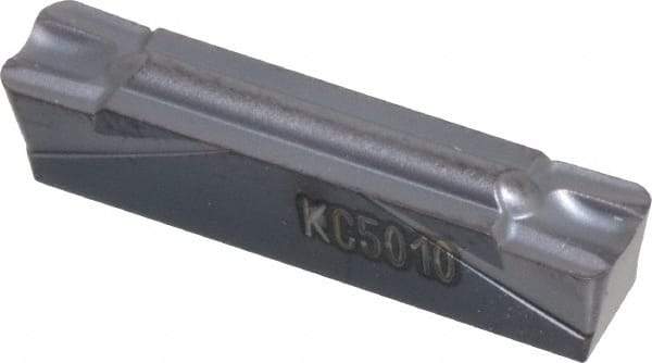 Kennametal - 400G GMP Grade KC5010, 4mm Cutting Width Carbide Grooving Insert - 3.5mm Max Depth of Cut, Neutral, 0.8mm Corner Radius, TiAlN Finish - Eagle Tool & Supply