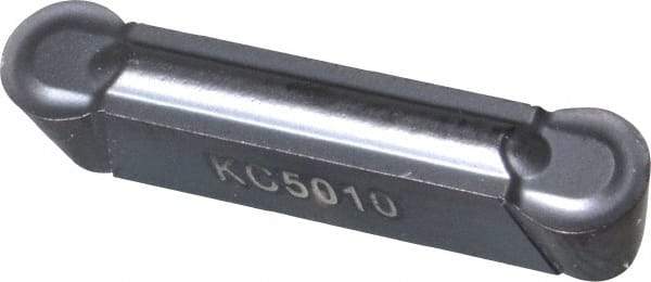 Kennametal - 0400M0R GMP Grade KC5010, 4mm Cutting Width Carbide Grooving Insert - 3.4mm Max Depth of Cut, Neutral, 0.0787" Corner Radius, TiAlN Finish - Eagle Tool & Supply