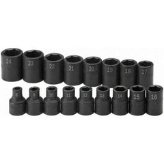 SK - 1/2" Drive Standard Impact Socket Set - 8 to 24mm, Metric Measurement Standard - Eagle Tool & Supply