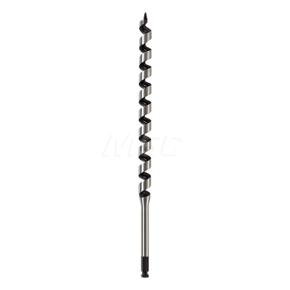 7/8″, 7/16″ Diam Hex Shank, 17″ Overall Length with 12″ Twist, Ship Auger Bit Standard Point, Steel, Bright Finish, Dual Cutting Edge