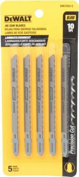 DeWALT - 4" Long, 10 Teeth per Inch, Cobalt Jig Saw Blade - Toothed Edge, 1/4" Wide x 0.06" Thick, T-Shank - Eagle Tool & Supply