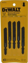 DeWALT - 3" Long, Carbide Grit Jig Saw Blade - Continuous Edge, 0.3" Wide x 0.06" Thick, T-Shank - Eagle Tool & Supply