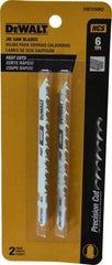 DeWALT - 4" Long, 6 Teeth per Inch, High Carbon Steel Jig Saw Blade - Toothed Edge, 1/4" Wide x 0.035" Thick, T-Shank - Eagle Tool & Supply