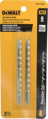 DeWALT - 4" Long, 6 Teeth per Inch, High Carbon Steel Jig Saw Blade - Toothed Edge, 1/4" Wide x 0.06" Thick, T-Shank - Eagle Tool & Supply