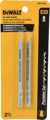 DeWALT - 4" Long, 8 Teeth per Inch, High Carbon Steel Jig Saw Blade - Toothed Edge, 1/4" Wide x 0.06" Thick, T-Shank - Eagle Tool & Supply