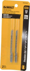 DeWALT - 3" Long, 12 Teeth per Inch, High Carbon Steel Jig Saw Blade - Toothed Edge, 1/4" Wide x 0.06" Thick, T-Shank - Eagle Tool & Supply