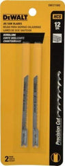 DeWALT - 3" Long, 12 Teeth per Inch, High Carbon Steel Jig Saw Blade - Toothed Edge, 1/4" Wide x 1/16" Thick, U-Shank - Eagle Tool & Supply