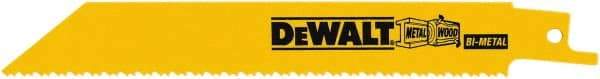 DeWALT - 6" Long, Bi-Metal Reciprocating Saw Blade - Straight Profile, 10 to 14 TPI, Toothed Edge, Universal Shank - Eagle Tool & Supply