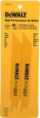 DeWALT - 6" Long x 3/4" Thick, Bi-Metal Reciprocating Saw Blade - Straight Profile, 10 to 14 TPI, Toothed Edge, Universal Shank - Eagle Tool & Supply