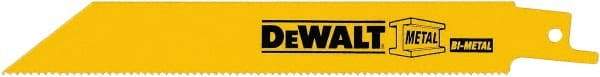 DeWALT - 6" Long, Bi-Metal Reciprocating Saw Blade - Straight Profile, 14 TPI, Toothed Edge, Universal Shank - Eagle Tool & Supply