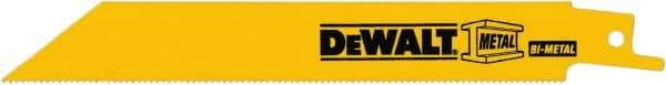 DeWALT - 6" Long, Bi-Metal Reciprocating Saw Blade - Straight Profile, 18 TPI, Toothed Edge, Universal Shank - Eagle Tool & Supply