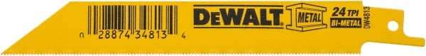 DeWALT - 6" Long, Bi-Metal Reciprocating Saw Blade - Straight Profile, 24 TPI, Toothed Edge, Universal Shank - Eagle Tool & Supply