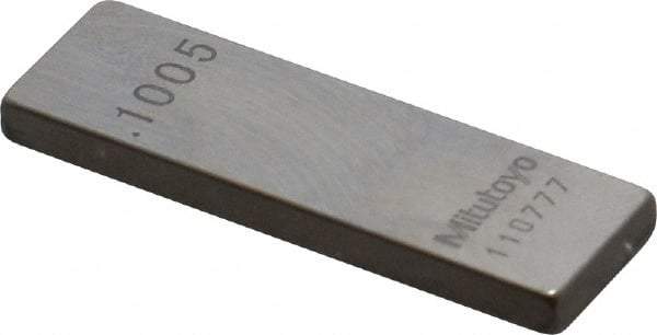 Mitutoyo - 0.1005" Rectangular Steel Gage Block - Accuracy Grade 0, Includes Certificate of Inspection - Eagle Tool & Supply