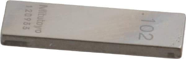 Mitutoyo - 0.102" Rectangular Steel Gage Block - Accuracy Grade 0, Includes Certificate of Inspection - Eagle Tool & Supply