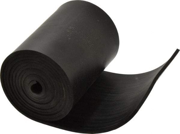 Made in USA - 1/8" Thick x 4" Wide x 60" Long, Plain Backed Buna-N Rubber Strip - Stock Length, 60 Shore A Durometer, 2,500 psi Tensile Strength, -20 to 170°F, Black - Eagle Tool & Supply