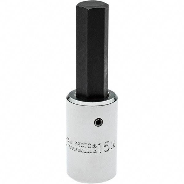 Proto - 1/2" Drive, 15mm Hex Bit Socket - 3-5/8" OAL, 1" Bit Length - Eagle Tool & Supply