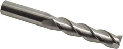 SGS - 3/4", 3-1/4" LOC, 3/4" Shank Diam, 6" OAL, 3 Flute, Solid Carbide Square End Mill - Single End, Uncoated, Spiral Flute, 38° Helix, Right Hand Cut, Right Hand Flute, Series 43 - Eagle Tool & Supply