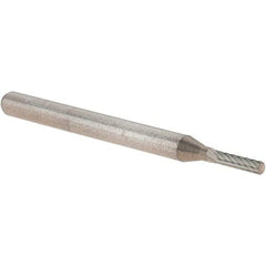 M.A. Ford - 1/16" Cut Diam, 1/8" Shank Diam, Cylinder Head Double Cut Burr - Carbide, Flat End, 1/4" LOC, 1-1/2" OAL - Eagle Tool & Supply