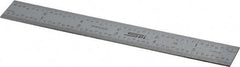 SPI - 6" Long, 1/100, 1/64, 1/32, 1/10" Graduation, Rigid Steel Rule - 5R Graduation Style, 3/4" Wide, Silver, Satin Chrome Finish - Eagle Tool & Supply