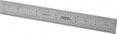 SPI - 6" Long, 1/100, 1/64, 1/50, 1/32" Graduation, Rigid Steel Rule - 16R Graduation Style, 3/4" Wide, Silver, Satin Chrome Finish - Eagle Tool & Supply