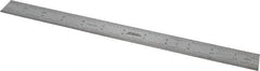 SPI - 12" Long, 1/64, 1/50, 1/32, 1/10" Graduation, Rigid Steel Rule - 3R Graduation Style, 1" Wide, Silver, Satin Chrome Finish - Eagle Tool & Supply