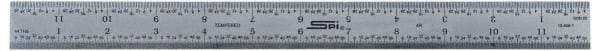 SPI - 18" Long, 1/64, 1/50, 1/32, 1/10" Graduation, Rigid Steel Rule - 3R Graduation Style, 1-1/8" Wide, Silver, Satin Chrome Finish - Eagle Tool & Supply