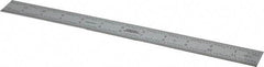SPI - 12" Long, 1/100, 1/64, 1/32, 1/10" Graduation, Rigid Steel Rule - 5R Graduation Style, 1" Wide, Silver, Satin Chrome Finish - Eagle Tool & Supply