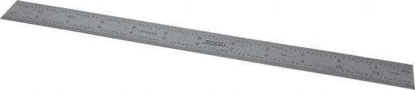 SPI - 12" Long, 1/100, 1/64, 1/50, 1/32" Graduation, Rigid Steel Rule - 16R Graduation Style, 1" Wide, Silver, Satin Chrome Finish - Eagle Tool & Supply