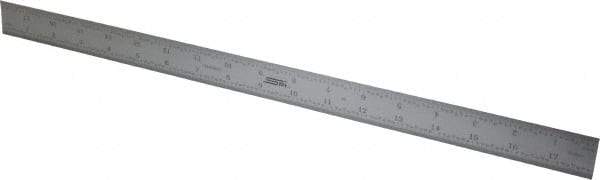 SPI - 18" Long, 1/64, 1/32, 1/16, 1/8" Graduation, Rigid Steel Rule - 4R Graduation Style, 1-1/8" Wide, Silver, Satin Chrome Finish - Eagle Tool & Supply