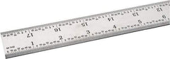 SPI - 18" Long, 1/100, 1/64, 1/32, 1/10" Graduation, Rigid Steel Rule - 5R Graduation Style, 1-1/8" Wide, Silver, Satin Chrome Finish - Eagle Tool & Supply