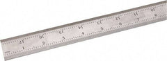 SPI - 18" Long, 1/100, 1/64, 1/50, 1/32" Graduation, Rigid Steel Rule - 16R Graduation Style, 1-1/8" Wide, Silver, Satin Chrome Finish - Eagle Tool & Supply