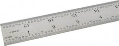 SPI - 18" Long, 1/64, 1/32" and 0.5, 1mm Graduation, Rigid Steel Rule - English/Metric Graduation Style, 1-1/8" Wide, Silver, Satin Chrome Finish - Eagle Tool & Supply