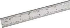 SPI - 24" Long, 1/64, 1/32, 1/16, 1/8" Graduation, Rigid Steel Rule - 4R Graduation Style, 1-1/8" Wide, Silver, Satin Chrome Finish - Eagle Tool & Supply
