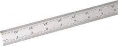 SPI - 24" Long, 1/100, 1/64, 1/50, 1/32" Graduation, Rigid Steel Rule - 16R Graduation Style, 1-1/8" Wide, Silver, Satin Chrome Finish - Eagle Tool & Supply