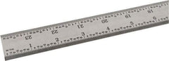 SPI - 24" Long, 1/64, 1/32" and 0.5, 1mm Graduation, Rigid Steel Rule - English/Metric Graduation Style, 1-1/8" Wide, Silver, Satin Chrome Finish - Eagle Tool & Supply